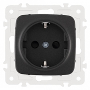 Розетка с заземлением и со шторкой, без рамки Arte Milano am-205 205.40-1.black цвет Черный