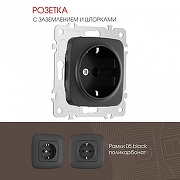 Розетка с заземлением и со шторкой, без рамки Arte Milano am-205 205.40-1.black цвет Черный-1