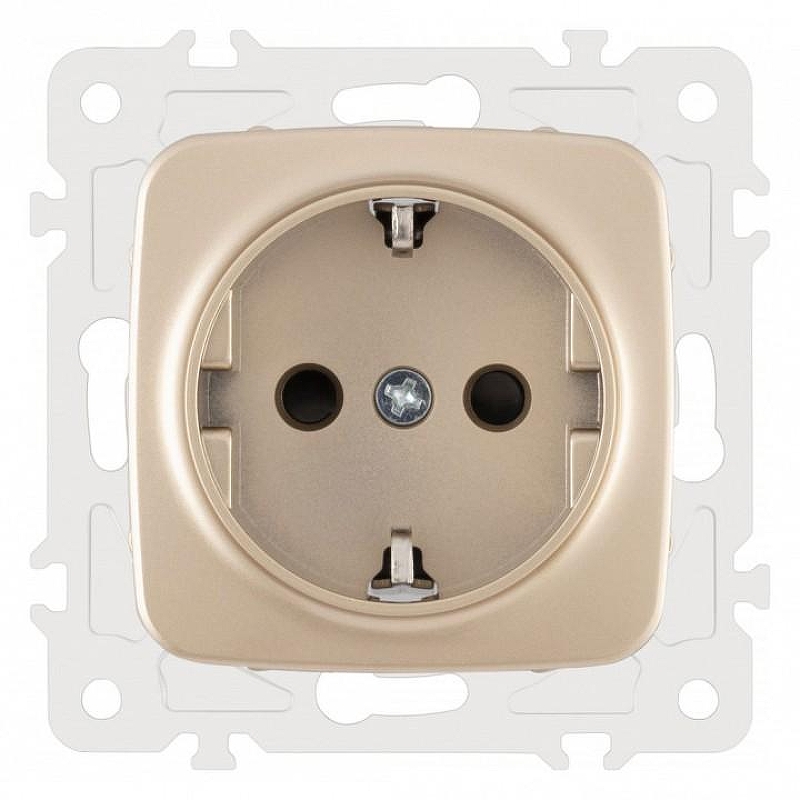 Розетка с заземлением и со шторкой, без рамки Arte Milano am-205 205.40-1.shampan 