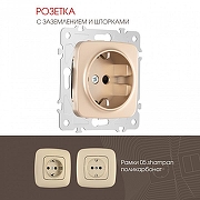 Розетка с заземлением и со шторкой, без рамки Arte Milano am-205 205.40-1.shampan цвет Бежевый-1
