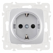 Розетка с заземлением и со шторкой, без рамки Arte Milano am-205 205.40-1.silver цвет Серебро