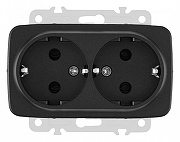 Розетка двойная с заземлением, без рамки Arte Milano am-205 205.40-2.black цвет Черный