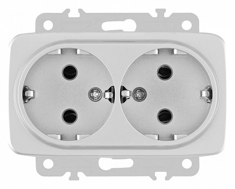 Розетка двойная с заземлением, без рамки Arte Milano am-205 205.40-2.silver 