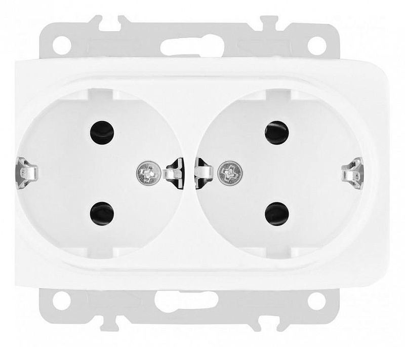 Розетка двойная с заземлением, без рамки Arte Milano am-205 205.40-2.white 