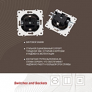 Розетка влагозащищенная с заземлением и со шторкой с крышкой Arte Milano am-205 205.41-1.shampan цвет Бежевый-3