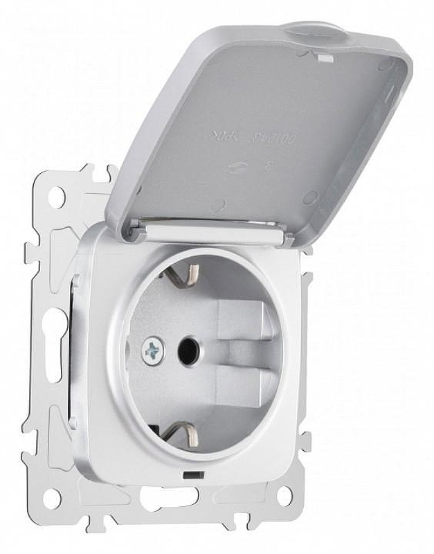 Розетка влагозащищенная с заземлением и со шторкой с крышкой Arte Milano am-205 205.41-1.silver 
