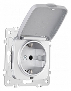 Розетка влагозащищенная с заземлением и со шторкой с крышкой Arte Milano am-205 205.41-1.silver цвет Серебро