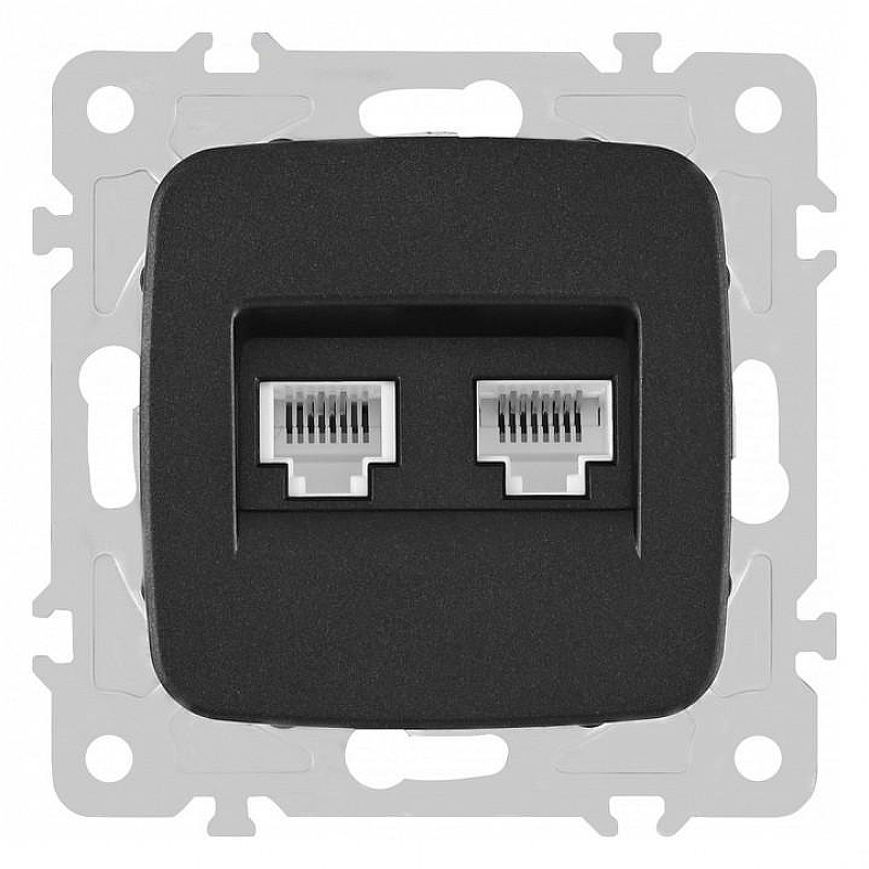 Розетка двойная RJ-11 и Ethernet RJ-45, без рамки Arte Milano am-205 205.44-1.black 