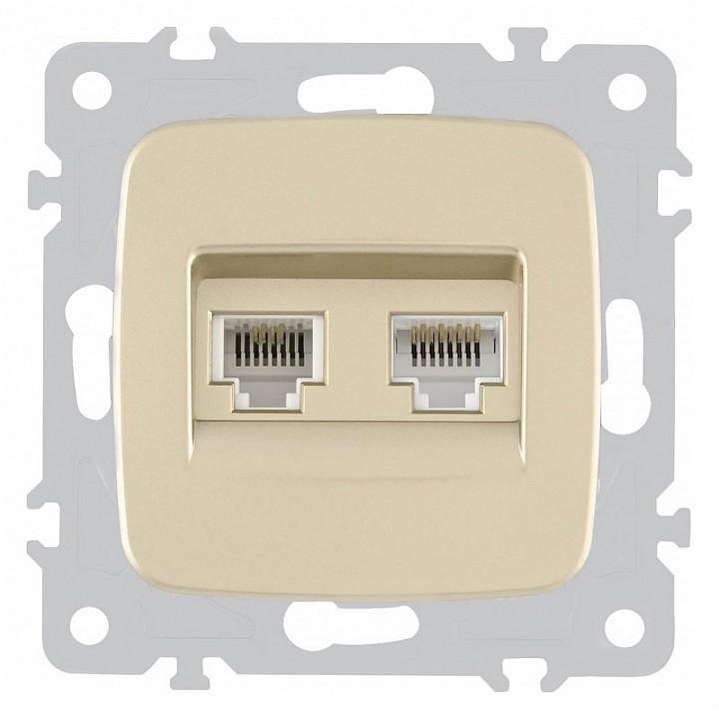 Розетка двойная RJ-11 и Ethernet RJ-45, без рамки Arte Milano am-205 205.44-1.shampan 