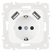 Розетка с заземлением и со шторкой и 2хUSB, без рамки Arte Milano am-205 205.47-1.white цвет Белый