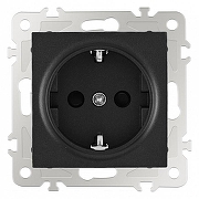 Розетка с заземлением и со шторкой, без рамки Arte Milano am-206 206.40-1.black цвет Черный