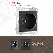 Розетка с заземлением и со шторкой, без рамки Arte Milano am-206 206.40-1.black цвет Черный-1