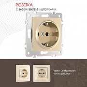 Розетка с заземлением и со шторкой, без рамки Arte Milano am-206 206.40-1.shampan цвет Бежевый-1