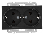 Розетка двойная с заземлением, без рамки Arte Milano am-206 206.40-2.black цвет Черный