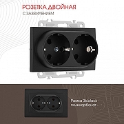 Розетка двойная с заземлением, без рамки Arte Milano am-206 206.40-2.black цвет Черный-1