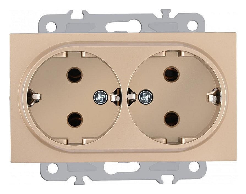 Розетка двойная с заземлением, без рамки Arte Milano am-206 206.40-2.shampan 