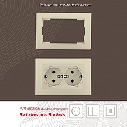 Розетка двойная с заземлением, без рамки Arte Milano am-206 206.40-2.shampan цвет Бежевый-2