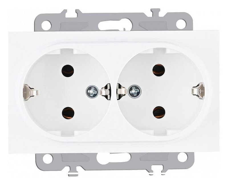 Розетка двойная с заземлением, без рамки Arte Milano am-206 206.40-2.white 