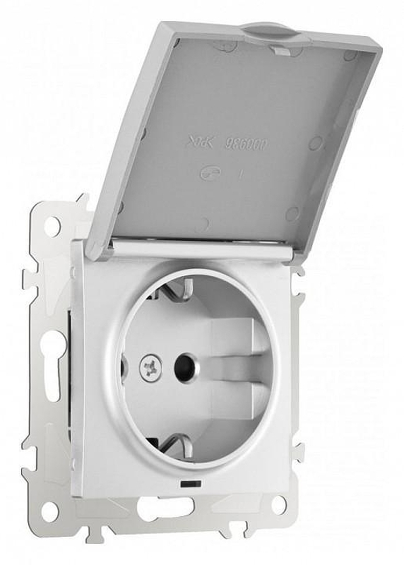 Розетка влагозащищенная с заземлением и со шторкой с крышкой Arte Milano am-206 206.41-1.silver 