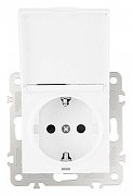 Розетка влагозащищенная с заземлением и со шторкой с крышкой Arte Milano am-206 206.41-1.white цвет Белый-1