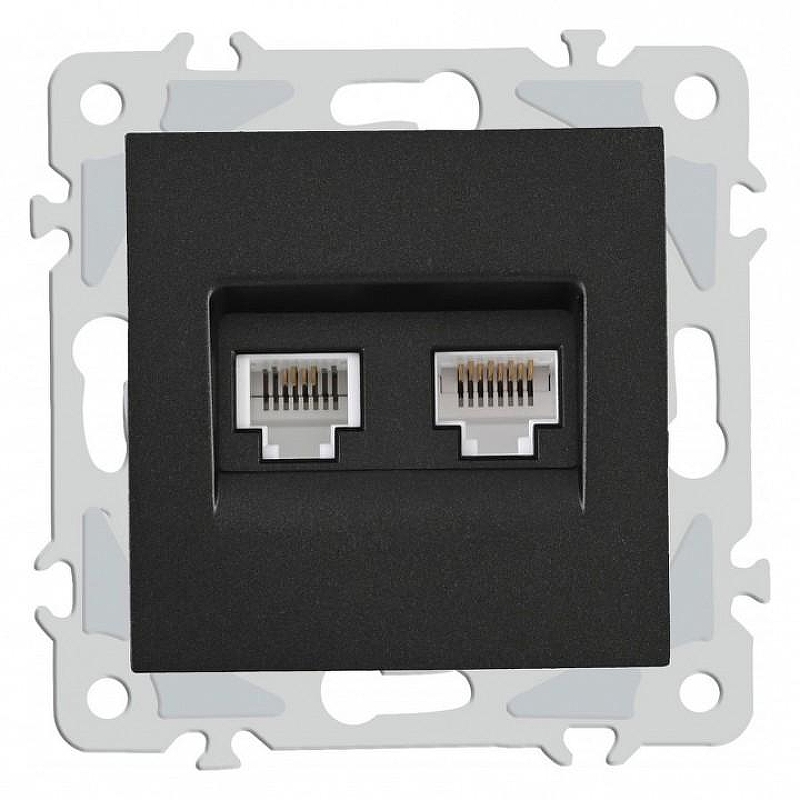 Розетка двойная RJ-11 и Ethernet RJ-45, без рамки Arte Milano am-206 206.44-1.black 