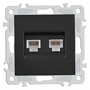 Розетка двойная RJ-11 и Ethernet RJ-45, без рамки Arte Milano am-206 206.44-1.black цвет Черный