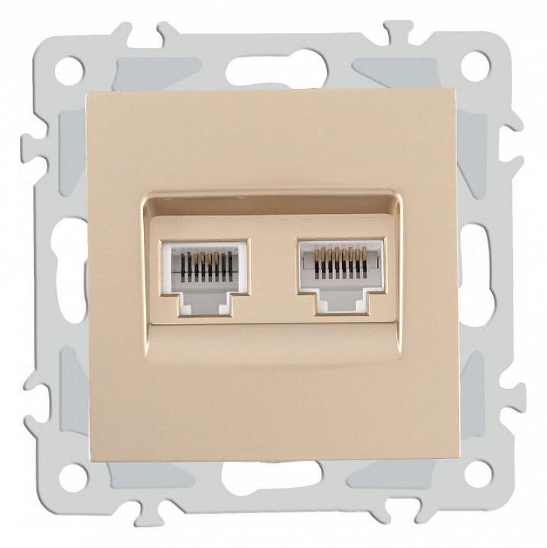 Розетка двойная RJ-11 и Ethernet RJ-45, без рамки Arte Milano am-206 206.44-1.shampan 