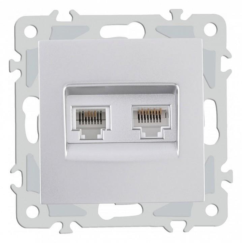 Розетка двойная RJ-11 и Ethernet RJ-45, без рамки Arte Milano am-206 206.44-1.silver 