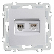 Розетка двойная RJ-11 и Ethernet RJ-45, без рамки Arte Milano am-206 206.44-1.silver цвет Серебро