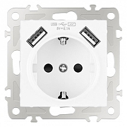 Розетка с заземлением и со шторкой и 2хUSB, без рамки Arte Milano am-206 206.47-1.white цвет Белый