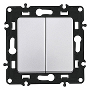 Выключатель проходной двухклавишный без рамки Arte Milano 217 217.32-2.silver цвет Серебро