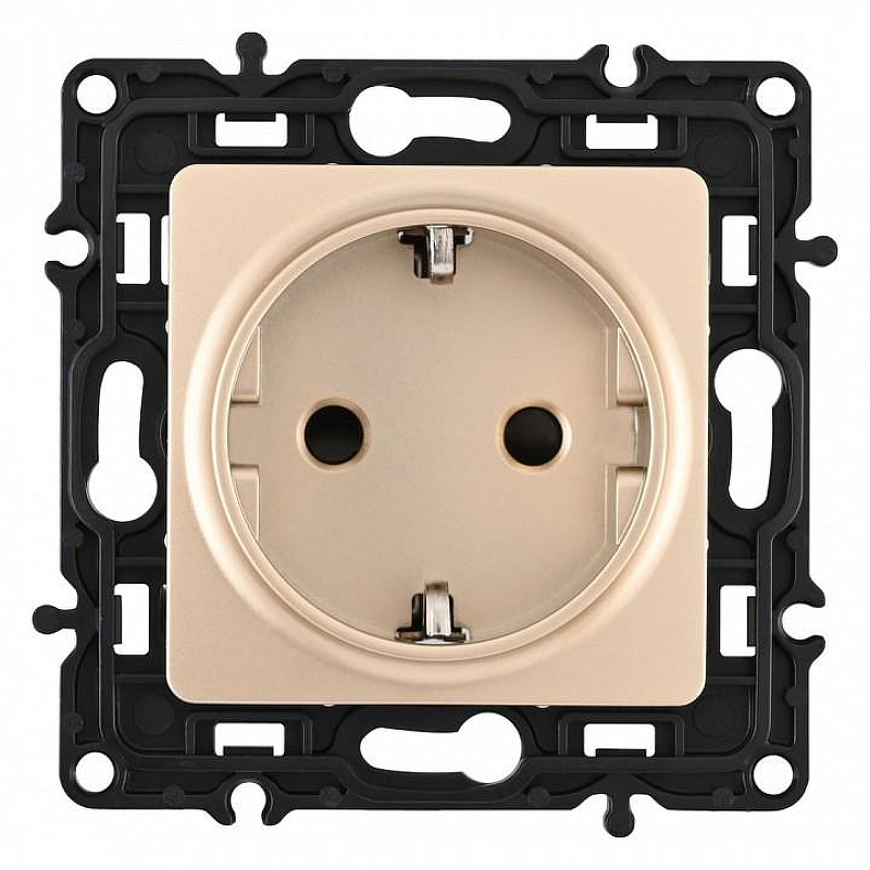 Розетка с заземлением и со шторкой, без рамки Arte Milano am-217 217.40-1.shampan 