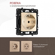 Розетка с заземлением и со шторкой, без рамки Arte Milano am-217 217.40-1.shampan цвет Бежевый-1