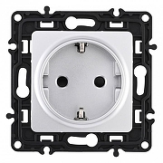 Розетка с заземлением и со шторкой, без рамки Arte Milano am-217 217.40-1.silver цвет Серебро