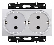 Розетка двойная с заземлением, без рамки Arte Milano am-217 217.40-2.silver цвет Серебро