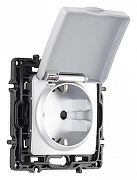 Розетка влагозащищенная с заземлением и со шторкой с крышкой Arte Milano am-217 217.41-1.silver цвет Серебро