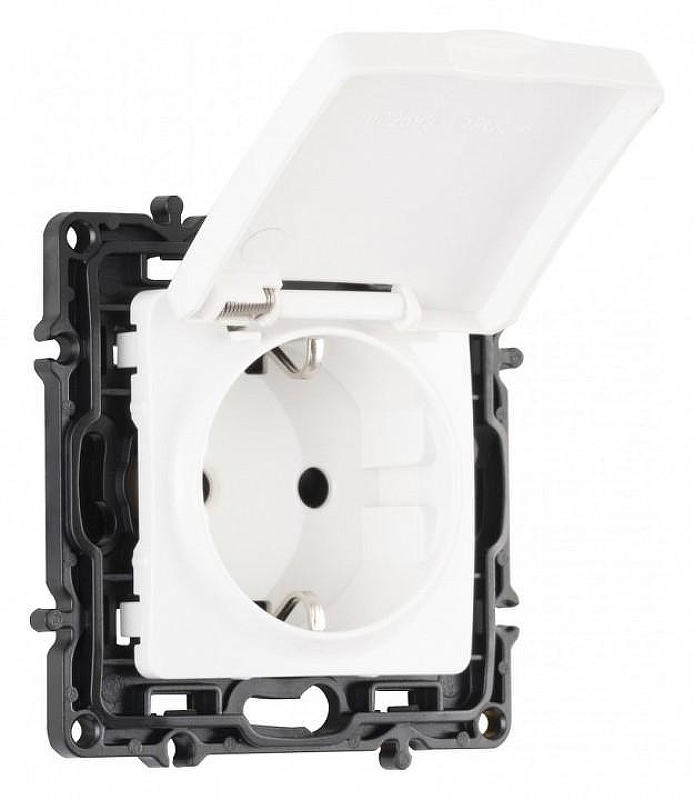 Розетка влагозащищенная с заземлением и со шторкой с крышкой Arte Milano am-217 217.41-1.white 