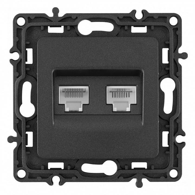 Розетка двойная RJ-11 и Ethernet RJ-45, без рамки Arte Milano am-217 217.44-1.black 