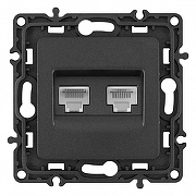 Розетка двойная RJ-11 и Ethernet RJ-45, без рамки Arte Milano am-217 217.44-1.black цвет Черный