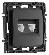 Розетка двойная RJ-11 и Ethernet RJ-45, без рамки Arte Milano am-217 217.44-1.black цвет Черный-1