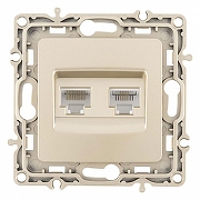 Розетка двойная RJ-11 и Ethernet RJ-45, без рамки Arte Milano am-217 217.44-1.shampan цвет Бежевый