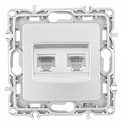 Розетка двойная RJ-11 и Ethernet RJ-45, без рамки Arte Milano am-217 217.44-1.silver цвет Серебро