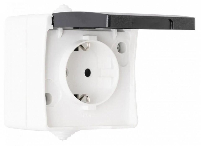 Розетка влагозащищенная с заземлением и со шторкой с крышкой Arte Milano am-309 309.40-1.grey 