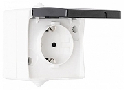 Розетка влагозащищенная с заземлением и со шторкой с крышкой Arte Milano am-309 309.40-1.grey цвет Серый