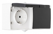 Блок с розетками влагозащищенными с заземлением и крышкой Arte Milano am-309 309.40-2.grey цвет Серый-5