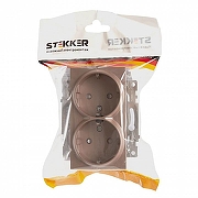 Розетка с заземлением и со шторками, без рамки Stekker Катрин 39598 цвет Бежевый-2