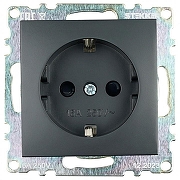 Розетка без заземления и со шторками, без рамки Stekker Катрин 39610 цвет Черный