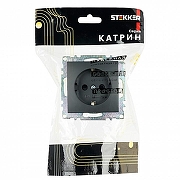 Розетка без заземления и со шторками, без рамки Stekker Катрин 39610 цвет Черный-1