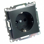 Розетка без заземления и со шторками, без рамки Stekker Катрин 39610 цвет Черный-5