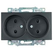 Розетка без заземления и со шторками, без рамки Stekker Катрин 39611 цвет Черный